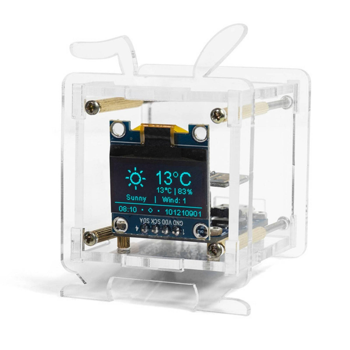 Temperature and Humidity Display WiSoC Weather Clock Kit Automatic Time Sync WiFi Digital Weather Clock OLED Screen Electronic Gadget Miniature Design for Desktop