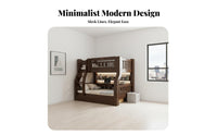 Multifunctional Tiered Bed Space Saving Twin over Twin Bunk Bed Guardrails Kids Furniture for Siblings, Boys, Small Apartment, Playroom, Home