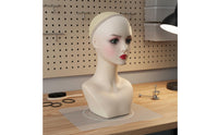 Hairpiece Display Head Japanese/Korean Design Realistic Mannequin Head Lightweight Jewelry Display Bust for Cosplayers, Hair Salons