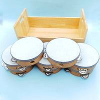Tambourine with Storage Box Wooden Tambourine 6-Inch Percussion Instrument for Kids, Classroom