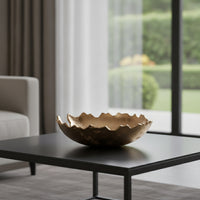 Serving Tray with Hammered Finish Gold Decorative Tray Aluminum Centerpiece Bowl for Tabletop, Dining Table, Console