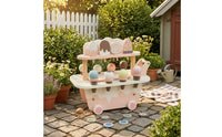Wooden Ice Cream Cart Pink and Pale Ice Cream Cart Floral Wheels for Playroom