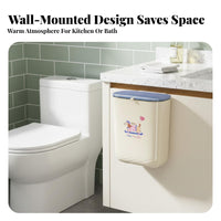 Wall-Mounted Trash Can Space-Saving Wall Mounted Garbage Bin Easy Installation Hanging Cabinet Trash Can for Renters, Washroom, Under Sink, Countertop