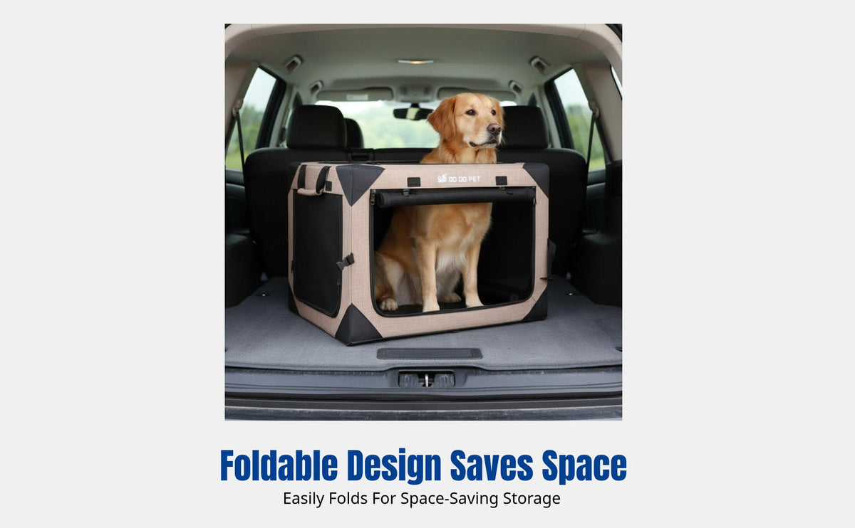 Foldable Car Dog Crate, Pet Carrier for Small, Medium, Large Dogs, Cat Bed, Front & Rear Seat, Khaki, Grey, Black