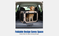 Foldable Car Dog Crate, Pet Carrier for Small, Medium, Large Dogs, Cat Bed, Front & Rear Seat, Khaki, Grey, Black