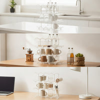 Cup Storage Rack Transparent Desktop Cup Organizer Clear Tumbler Rack with Wavy Layout for Countertop, Kitchen, Coffee Bar