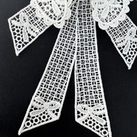 Embroidered Collar with Bow Scalloped Detachable Collar Elegant Delicate for Girls, School