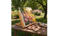Portable Beech Wood Drawing Stand Foldable Wooden Desktop Easel Mini Folding Painting Easel for Students, Artists