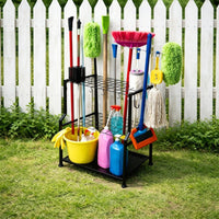 exposedFrame Garden Tool Rack Perforated Tray Garden Storage Rack Indoor Outdoor Use Rake Holder Large Capacity