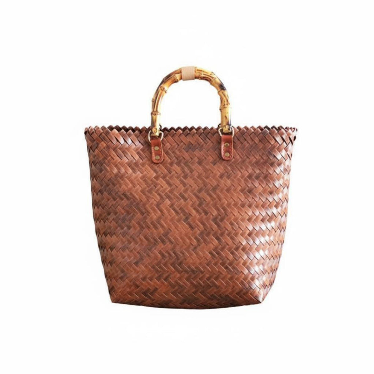 Woven Design Imitation Rattan Hand container With grasps Handwoven farmer's market Tote multifunctional all-purpose bag Container Lightweight for Gift Givers, Shoppers, Adults, Home Storage, everyday Use, awaydoor dining, Shopping