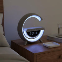 LED Alarm Clock with Speaker Birthday Gift Modern Bedside Timepiece Lamp Dimmable Multifunctional Desk Lamp for Teens, Kids, Bedroom, Dorm Room