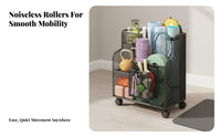 With Wheels Exercise Mat Storage Rack Space Saving Design Home Gym Storage Rack Large Capacity Rolling Home Gym Organizer Easy to Clean for Living Room, Garage