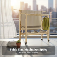 Foldable Clothes Dehydrating Rack Adjustable Height Freestanding Clothes Dryer Rack Rustproof Extendable Laundry Stand for Balcony