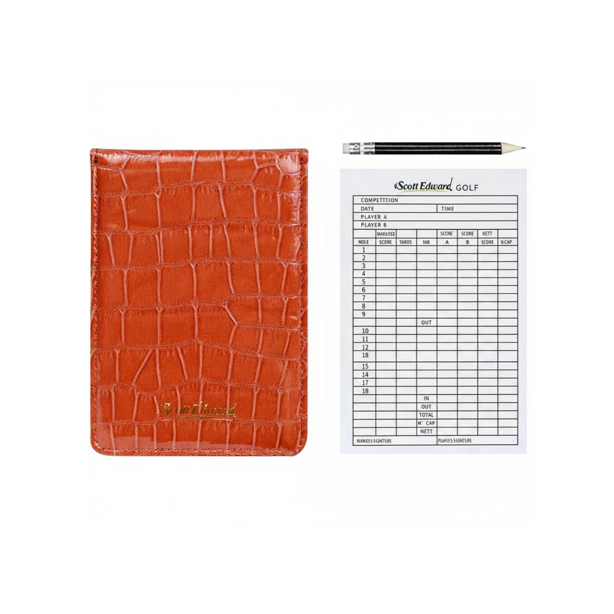 3 Pieces Alligator Texture Pattern Scorecard Holder Long-Lasting Golf Scorebook Ideal Gift for Golfers, Athletes, Competition, Outdoor