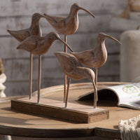 Bird Sculpture with Wooden Base Rustic Tabletop Bird Figurine Vintage-Influenced Ornament for Homeowners, Art Collectors, Entryway Table