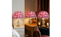 Romantic Rose Petal Lamp Warm Lamp with Crystal Drops Soft Realistic for Reading Corner
