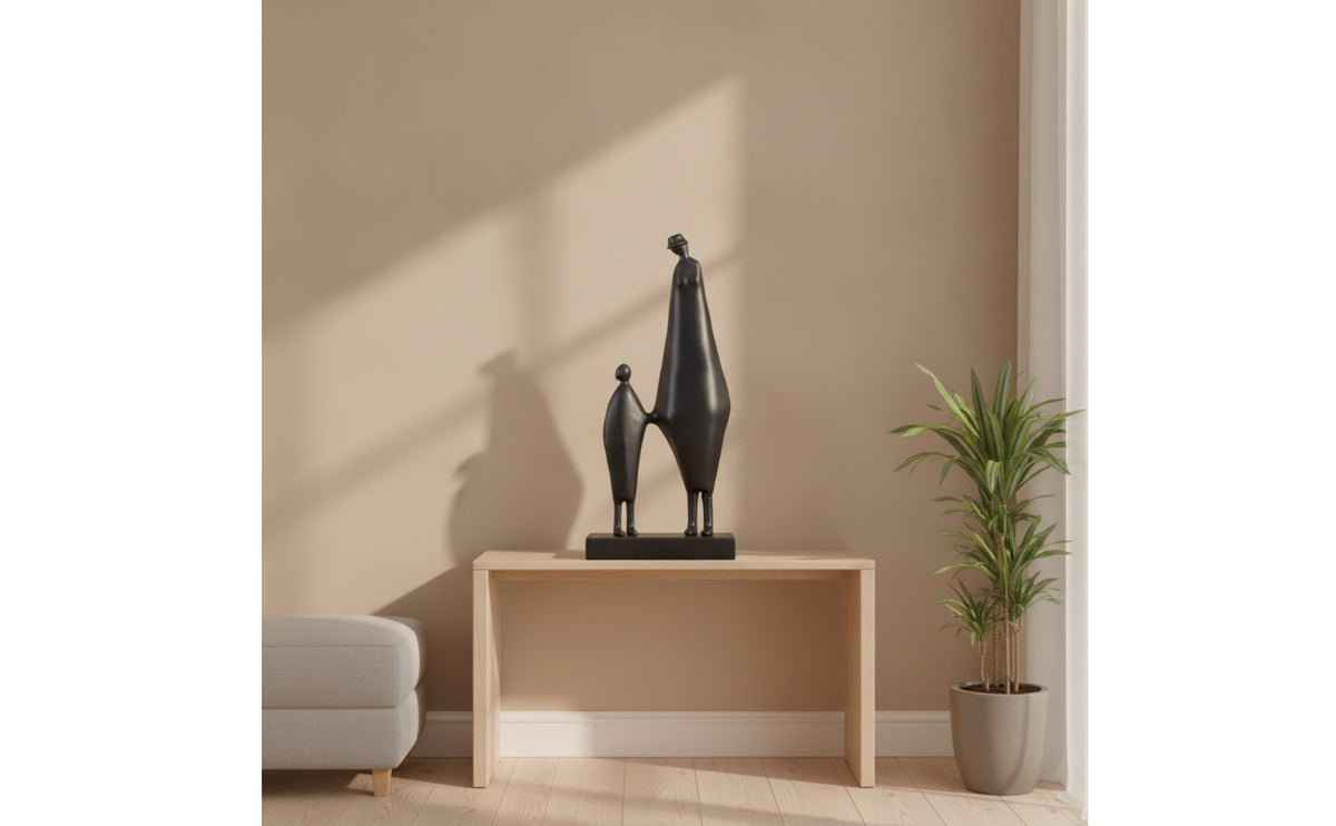 Abstract Metal Sculpture Matte Black Abstract Sculpture with Base Minimalist Decorative Statue for Living Room, Entryway, Bookshelf