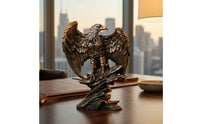 Resin Eagle Figurine Gilded Bronze Highlights Eagle Figurine Boulder Pedestal House Highlight