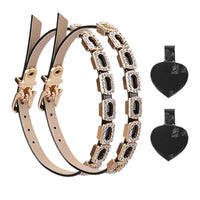 Detachable Shoe Straps with Buckle Rhinestone-Set Shoe Straps with Rhinestones Adjustable Faux-Leather for Women, Pumps