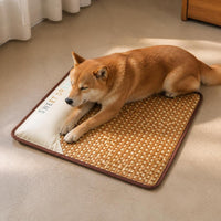 Pet Cooling Mat Rattan Weave Summer Bed for Cats and Dogs