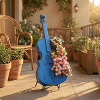 Hollow Opening Cello Planter Compact Size Resin Cello Ornament Realistic Design Musical Instrument Planter Decorative