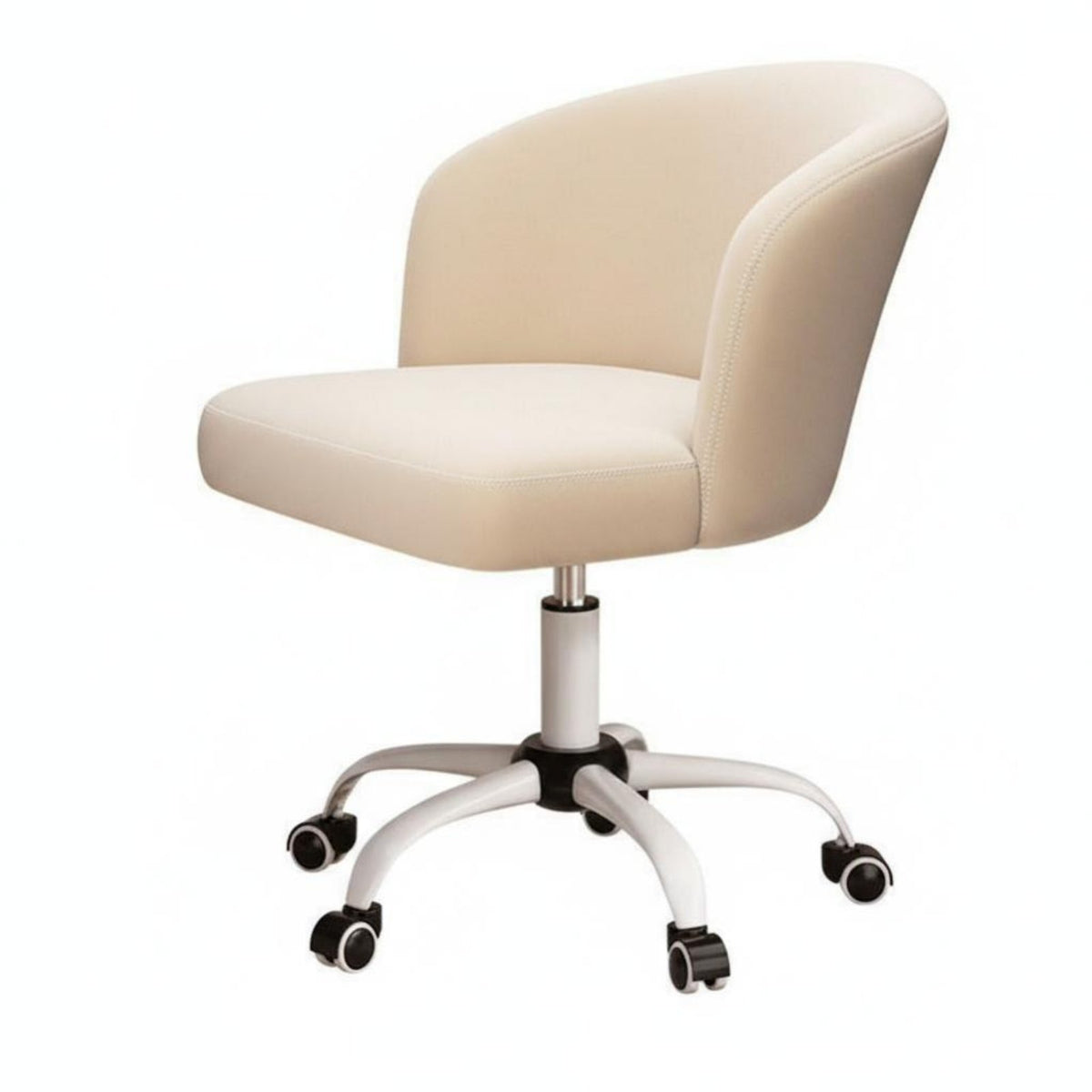 Light Luxury Design Armless Rolling Task Chair Adjustable Height Armless Rolling Vanity Stool 360° Swivel Office Furniture High-Density Sponge Cushion for Nail Technicians, Home Workers, Students, Bedroom, Dressing Room