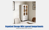 Hardwood Display Cabinet, Glass Door Storage, Modern Minimalist Wall-Mounted Shelving for Living Room
