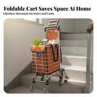 Foldable Stair Climbing Cart Multifunctional Stair Climbing Shopping Cart Heavy Duty Aluminum Shopping Trolley for Shoppers, Stairs, Home, Supermarket