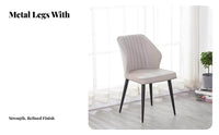 Modern Design Upholstered Wooden Armchair Comfortable Seating Upholstered Side Chair with Ribbed Back Long-Lasting Upholstery Home Furniture Curved Backrest for Homeowners, Restaurant Owners, Interior Designers, Dining Room, Hotel, Kitchen, Study