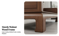 Solid Wood Arhat Bed Mortise and Tenon Joinery Walnut Arhat Couch Ergonomic Design New Chinese Design Daybed for Collectors, Adults, Reception Area