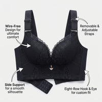 Push Up Bra with Removable Straps and Five Row Back Closure, Full Coverage Supportive Design for Daily Wear, Comfortable No Underwire