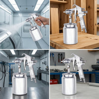 Compact Pneumatic Spray High-Atomization Spray with Metal Cup Comfortable Grip Paint Sprayer Wide Fan Pattern for DIYers, Workshops