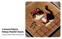 Non-Slip Cartoon Cat Chair Pad Warm Imitation Cashmere Stool Mat Waterproof for Office Workers, Students, Dormitory, Home, Study Room
