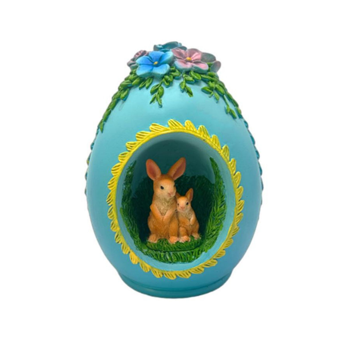 Easter Oval Wreath, Bunny Resin Figurine, Multicolor Cartoon Decor for Mother's Day, Graduation, Children's Holiday
