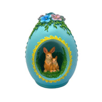 Easter Oval Wreath, Bunny Resin Figurine, Multicolor Cartoon Decor for Mother's Day, Graduation, Children's Holiday