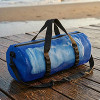 Zippered Mesh Duffel Bag Adjustable Shoulder Strap Cylindrical Travel Bag Carry Handles Strapping Loops