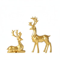 2 Pieces Nordic Design Deer Figurine Modern Deer Sculpture Artistic Design Reindeer Statue Resin Material for Living Room, Wine Cabinet, Entryway