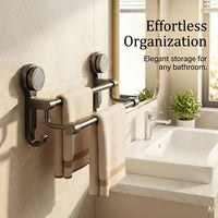 Bedroom Towel Bar and Hanging Rack for Washbasin, Space Aluminum Bathroom with No Drill Suction Cup Installation