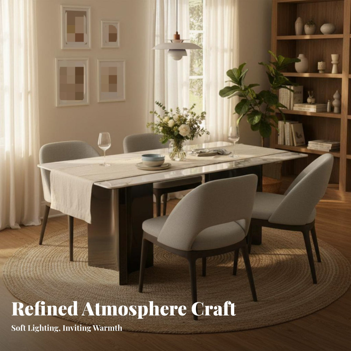 Italian-Inspired Rectangular Stone-Top Table Light Luxury Aesthetic Rectangular Stone-Patterned Table Minimalist aesthetic Household Furniture Modern Design for Apartment Dwellers, Homeowners, Entertainers, Small Living Spaces, Dining Room, Home, Kitchen