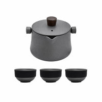 4 Pieces Camping Tea Set Hard-Anodized Portable Tea Set Built-Mesh Strainer Outdoor Drinkware