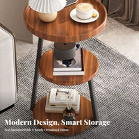 Multi-Layer Storage 3-Tier Round Accent Table Space-Saving Design Nightstand Versatile Use Household Furniture Sturdy Build for Hotel Operators, Apartment Dwellers, Balcony, Living Room, Bedroom, Small Areas