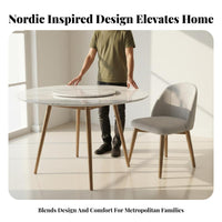 Light Luxury Round Marble Dining Table Set Nordic Design Turntable Dining Table Set Easy to Clean Household Furniture for Restaurant Owners, Families, Homeowners, Hotel, Home, Living Room