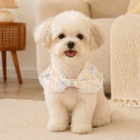 Cat Bib, Dog Bandana, Pet Scarf, M Size, Cream Color, 25cm Neck Circumference, Snap Closure