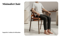 Mortise and Tenon Structure Saddle Leather Dining Chair Easy Assembly Minimalist Wabi-Sabi Chair Stain Resistant Authentic Leather Armchair Waterproof for Interior Designers, Hospitality Business Owners, Study Room, Restaurant, Home Office, Bedroom