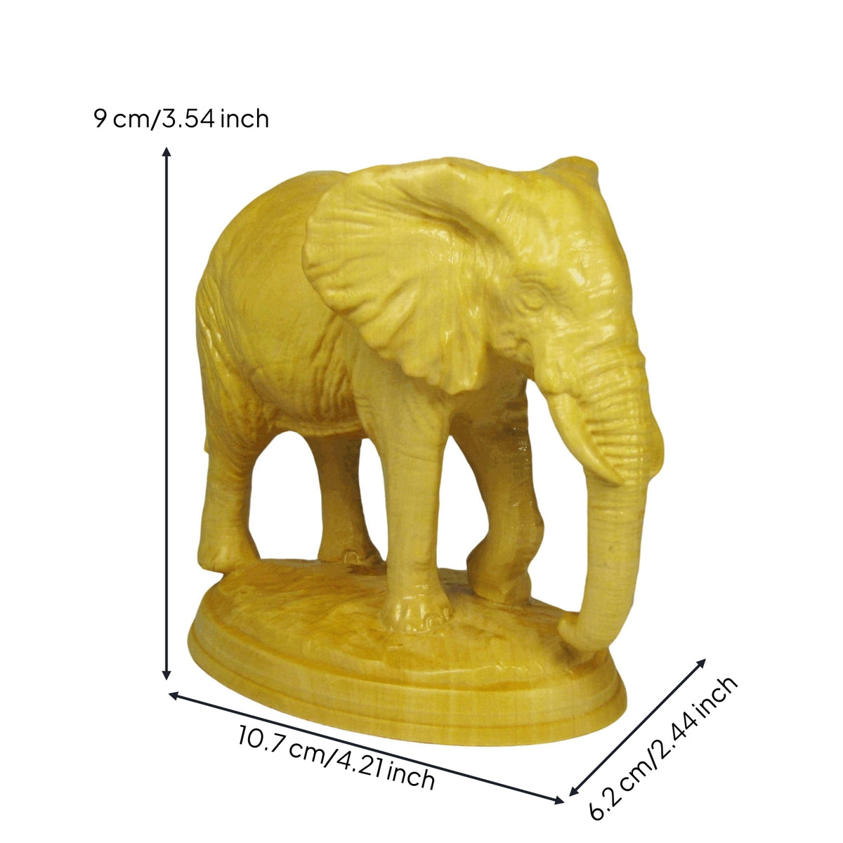 Wooden Elephant Figurine Handmade Elephant Figurine with Base Compact Car Interior
