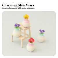Miniature Flower in a Vase Photography Prop Micro Landscape Model Creative Design Small Resin Vase for Hobbyists, Diorama, Desktop Decoration, Fairy Garden