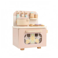 Wooden Play Kitchen with Hooks Toy Kitchen Set Interactive Knobs Children's Plaything for Playroom