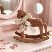 Rocking Horse Figurine Decorative Wooden Rocking Horse Rustic Table Decoration for Infants, Photo Photography