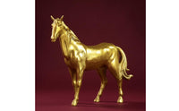 Brass Horse Figurine Gold-Toned Home Decor Craft Piece for Office Display