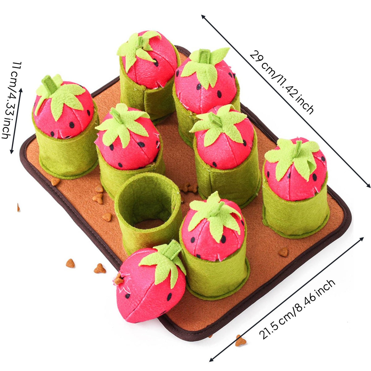 Mental Stimulation Strawberry Snuffle Mat Easy to Clean Strawberry Sniffing Mat Bite-resistantResistant Interactive Treat Brain-Teaser Toy Squeaky